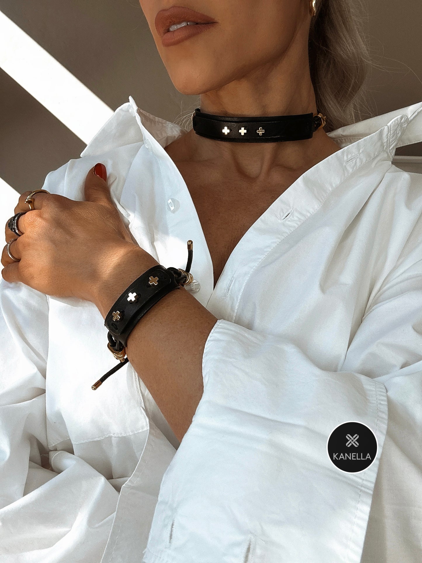 Anemone Leather Choker - Kanella Leather
