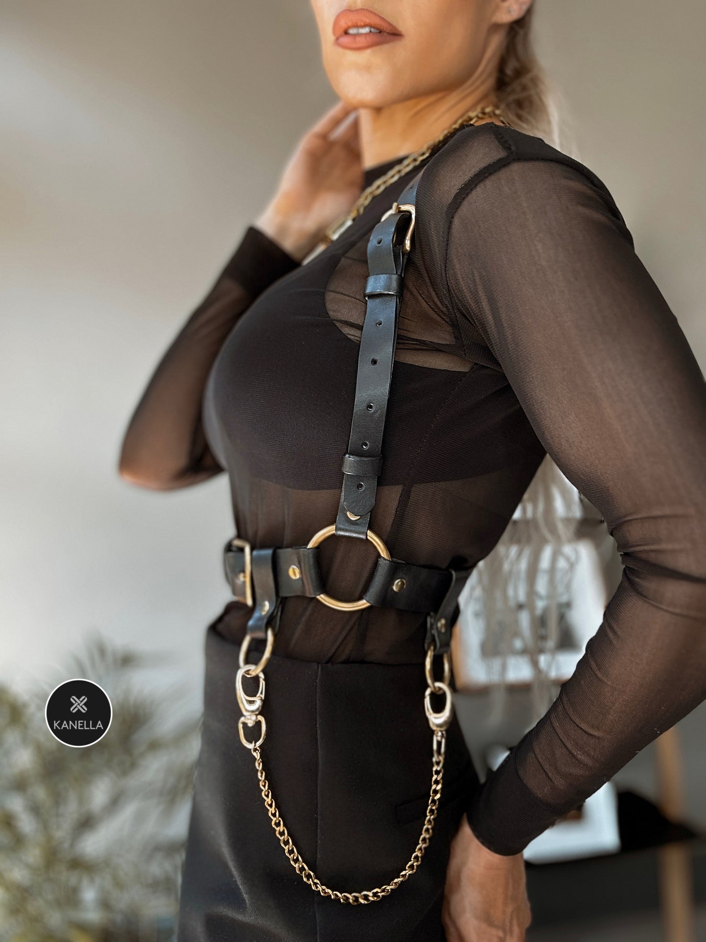 Isidora Chest Harness - Kanella Leather