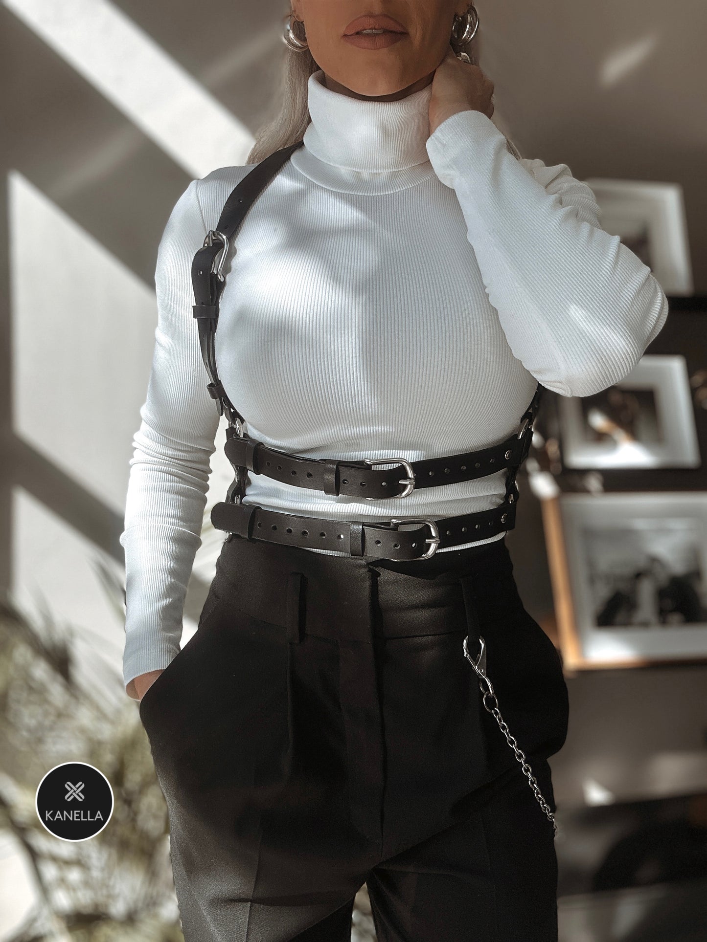 Onyx Chest Harness - Kanella Leather