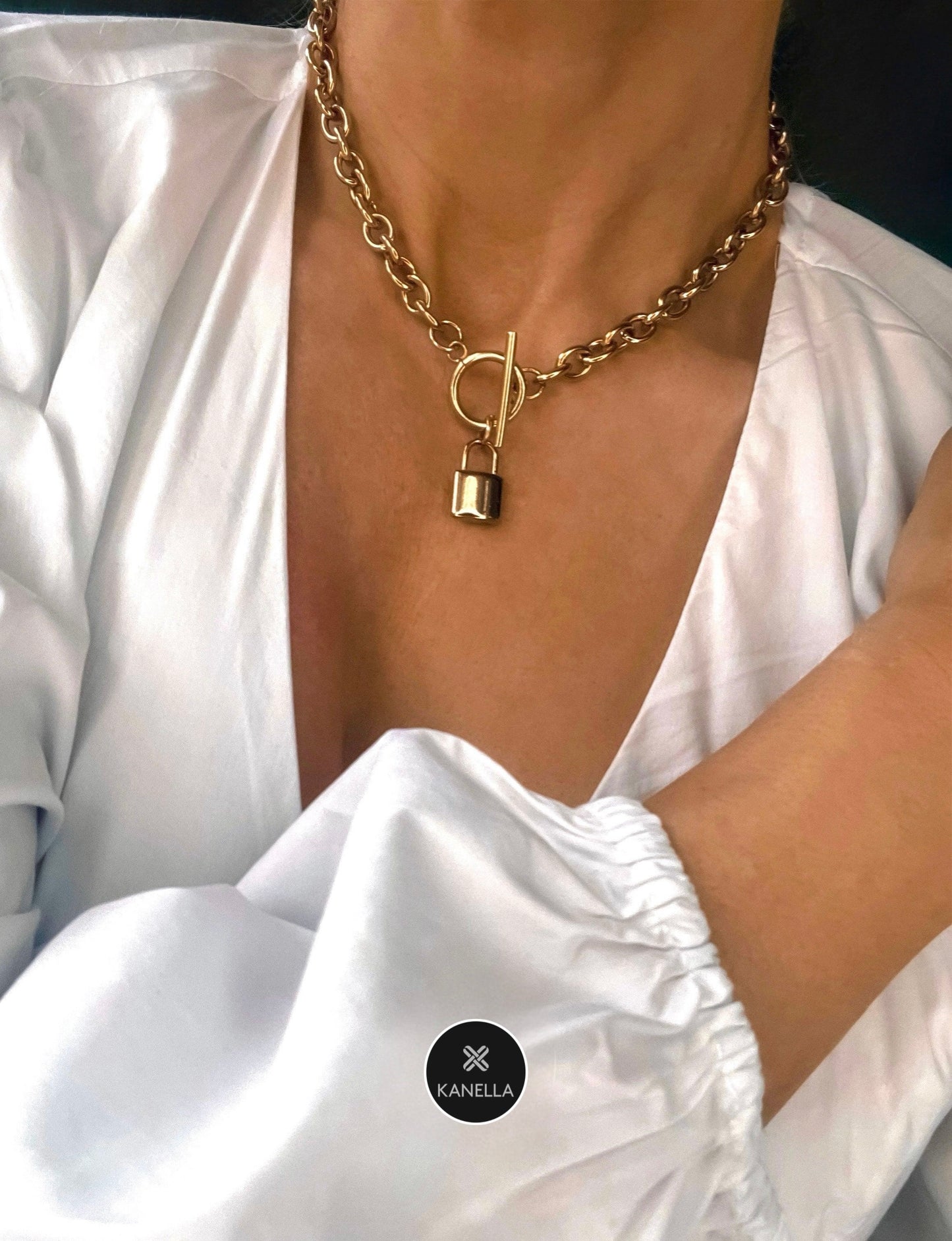 Ariadne Chain Necklace gold - Kanella Leather