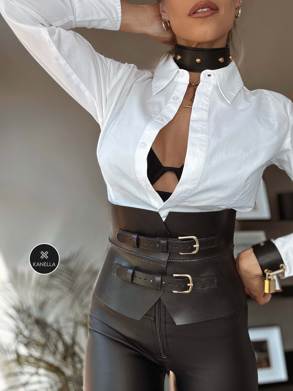 Kanella Leather Antigone Corset Belt