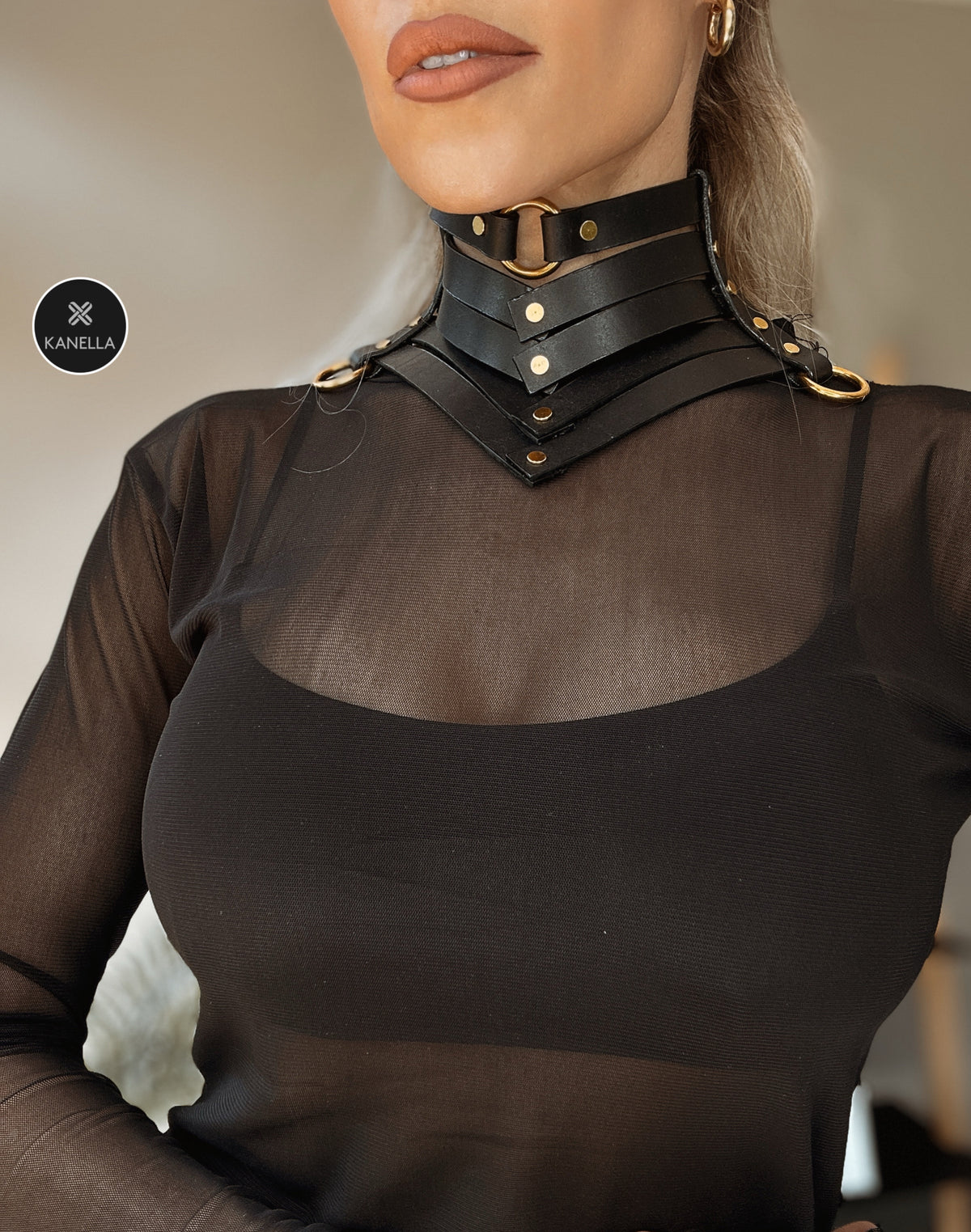 Persephone Leather Choker 1 - Kanella Leather