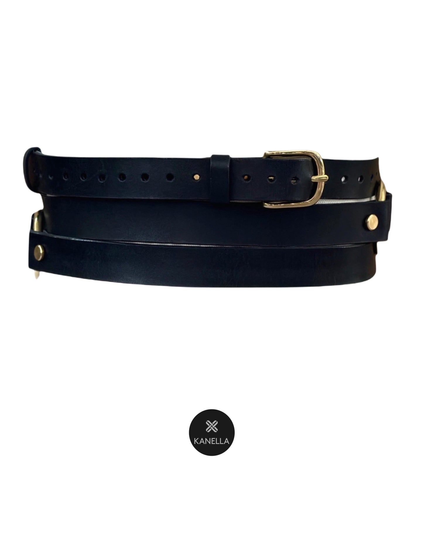 Enyo Leather Belt front - Kanella Leather