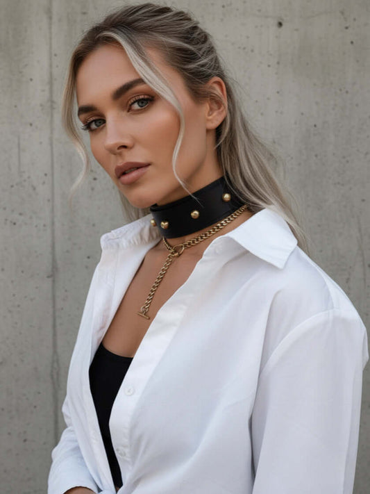 Pelagia Leather Choker - Kanella Leather