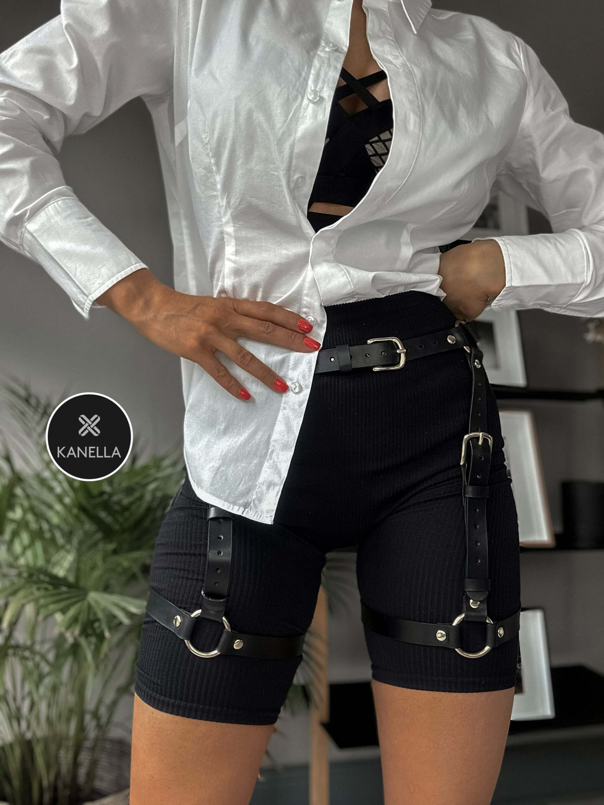 Hera Leather Leg Garter Belt - Kanella Leather