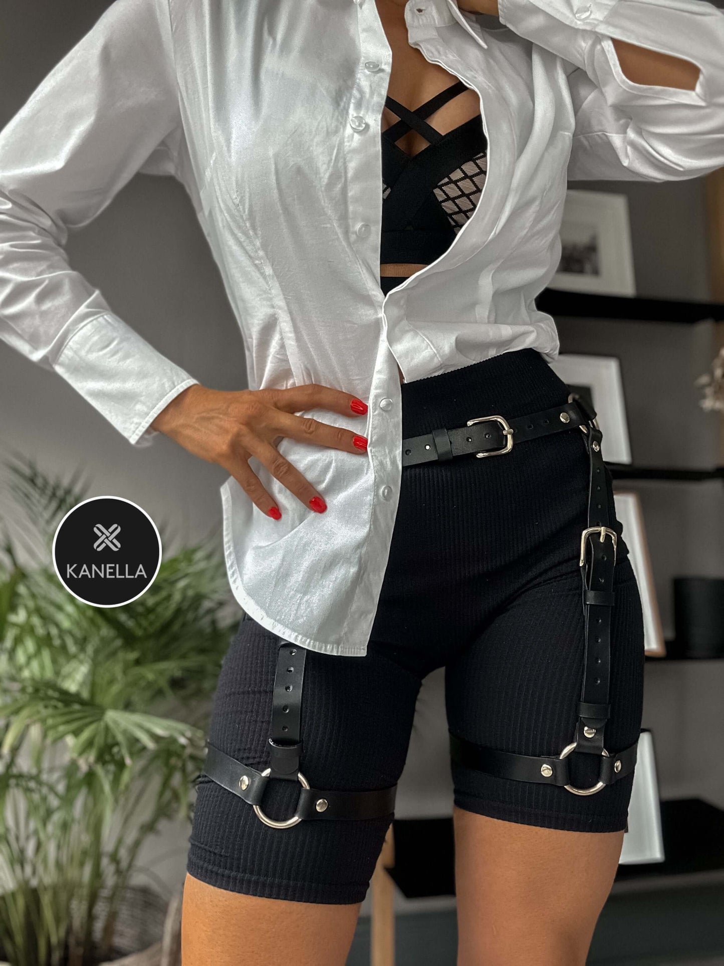 Hera Leg Garter Belt - Kanella Leather