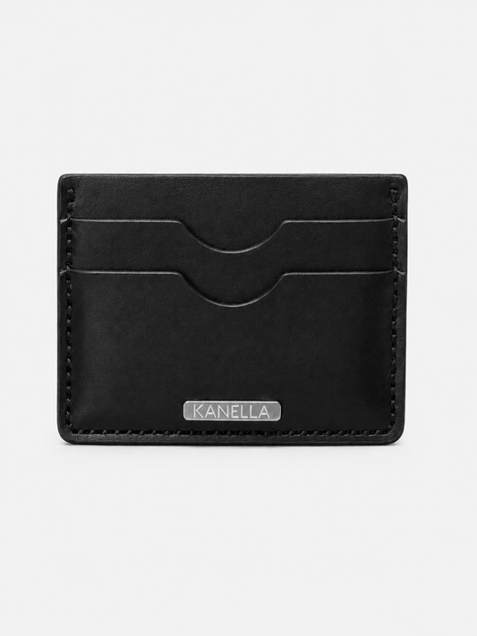 Black leather Cardholder - Kanella Leather