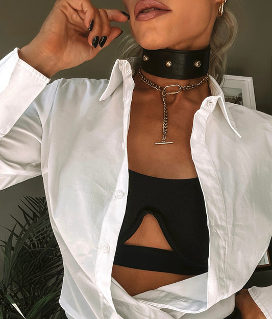 Pelagia Leather Choker - Kanella Leather
