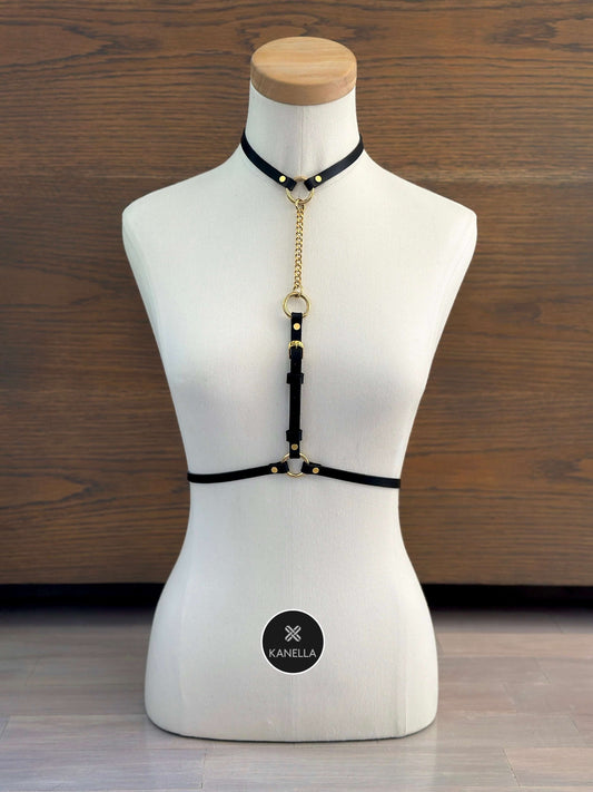 Petite Gia Choker Harness - Kanella Leather