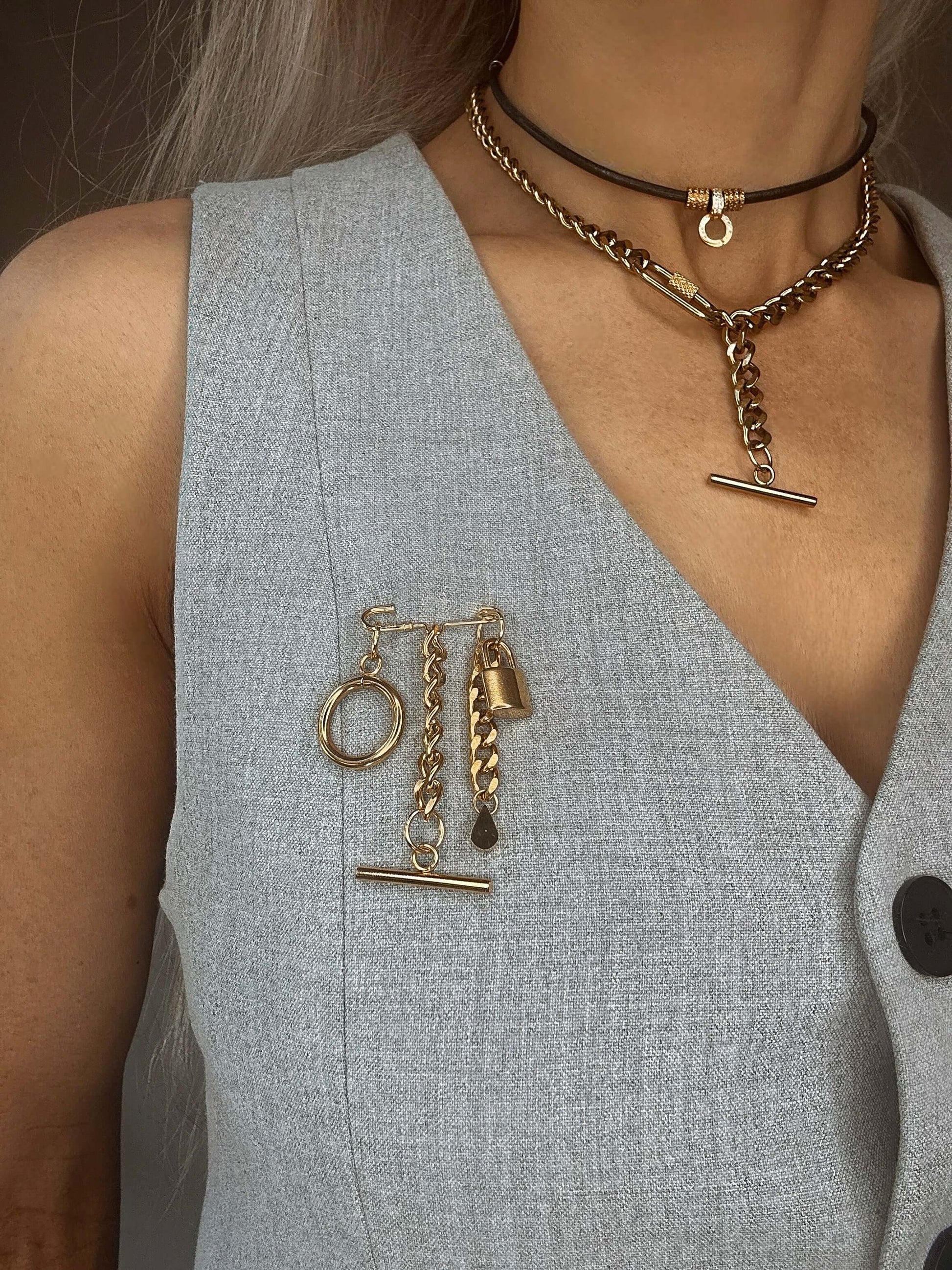 Kanella Leather Medea Brooch Accessory