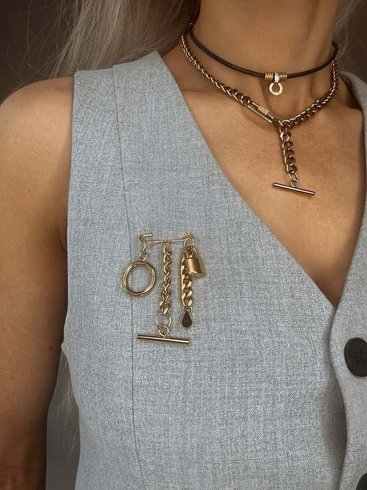 Kanella Leather Medea Brooch Accessory