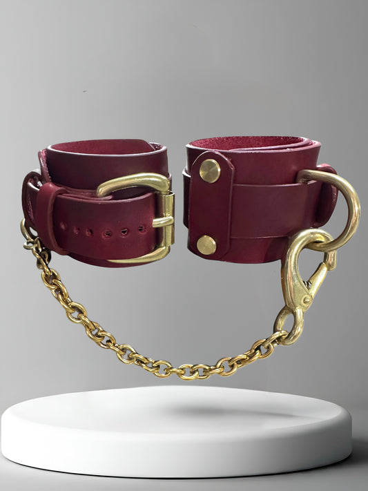 Athanasia Handcuffs dark red - Kanella Leather