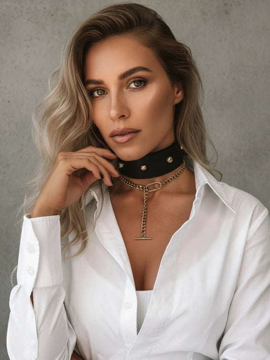 Pelagia Leather Choker - Kanella Leather