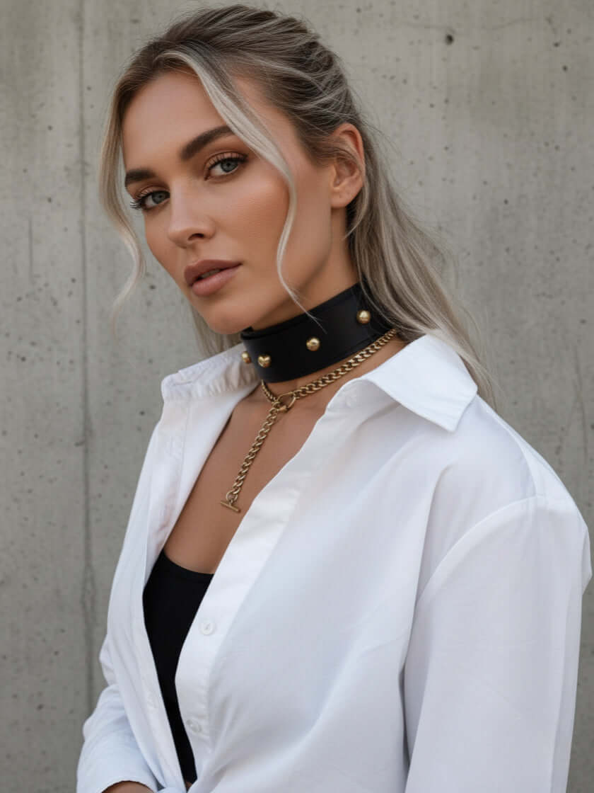 Pelagia Leather Choker - Kanella Leather