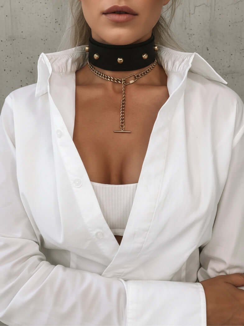 Pelagia Leather Choker - Kanella Leather