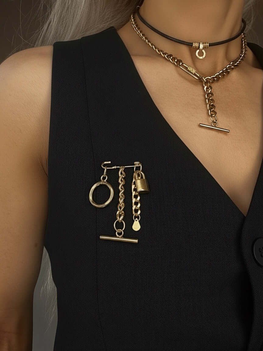 Kanella Leather Medea Brooch Accessory