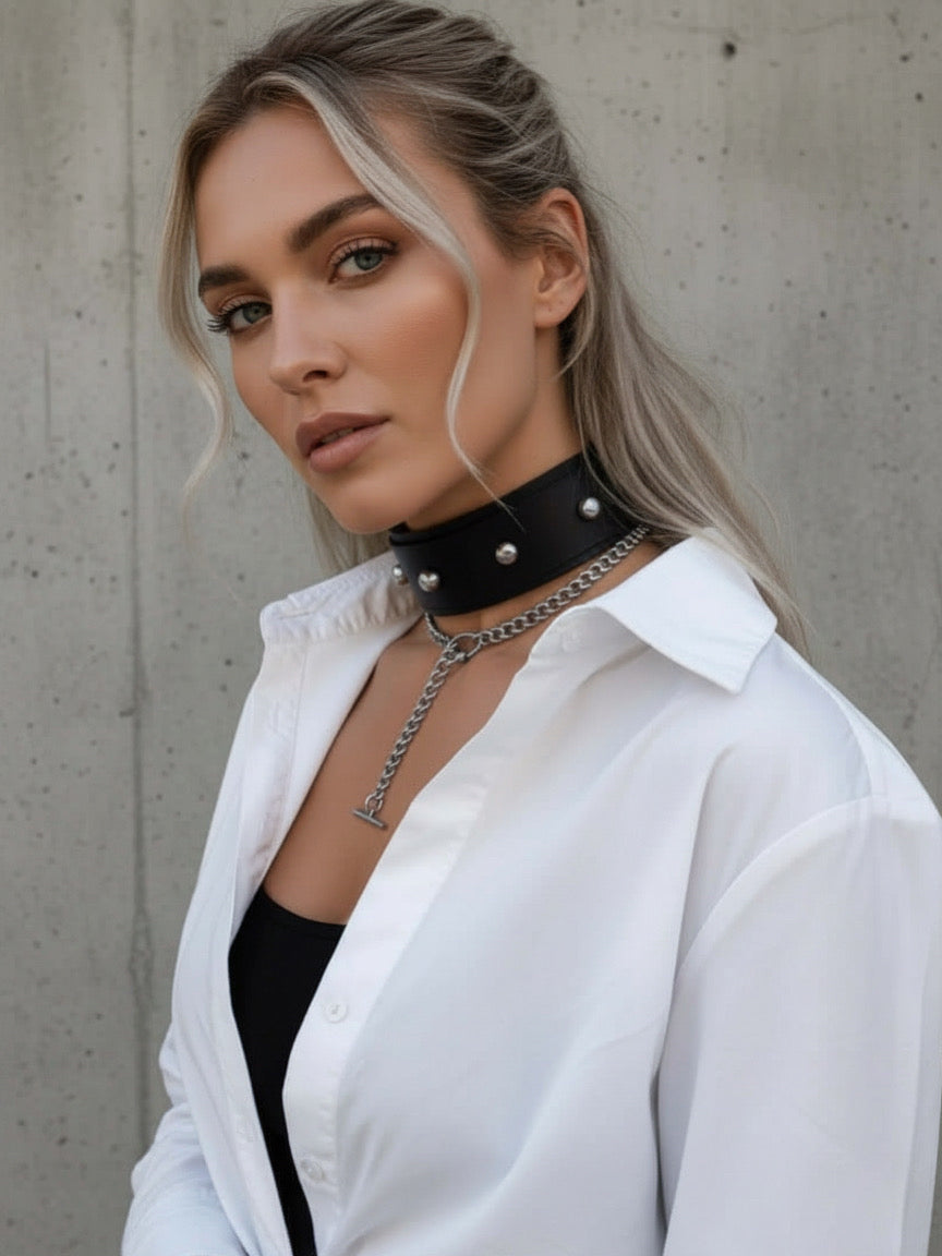 Pelagia Leather Choker - Kanella Leather