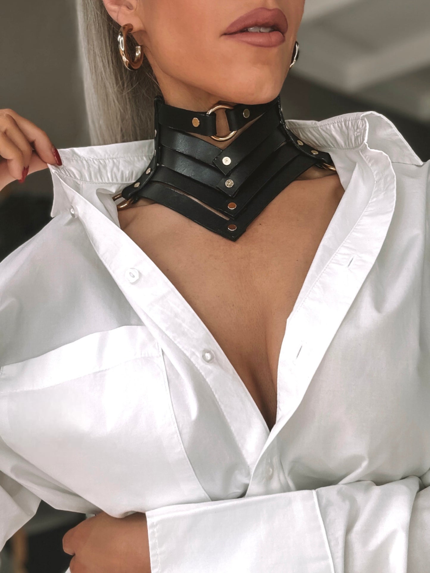 Kanella Leather Persephone Leather Choker - Kanella Leather