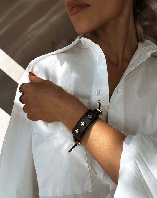 Kanella Leather Anemone Leather Bracelet