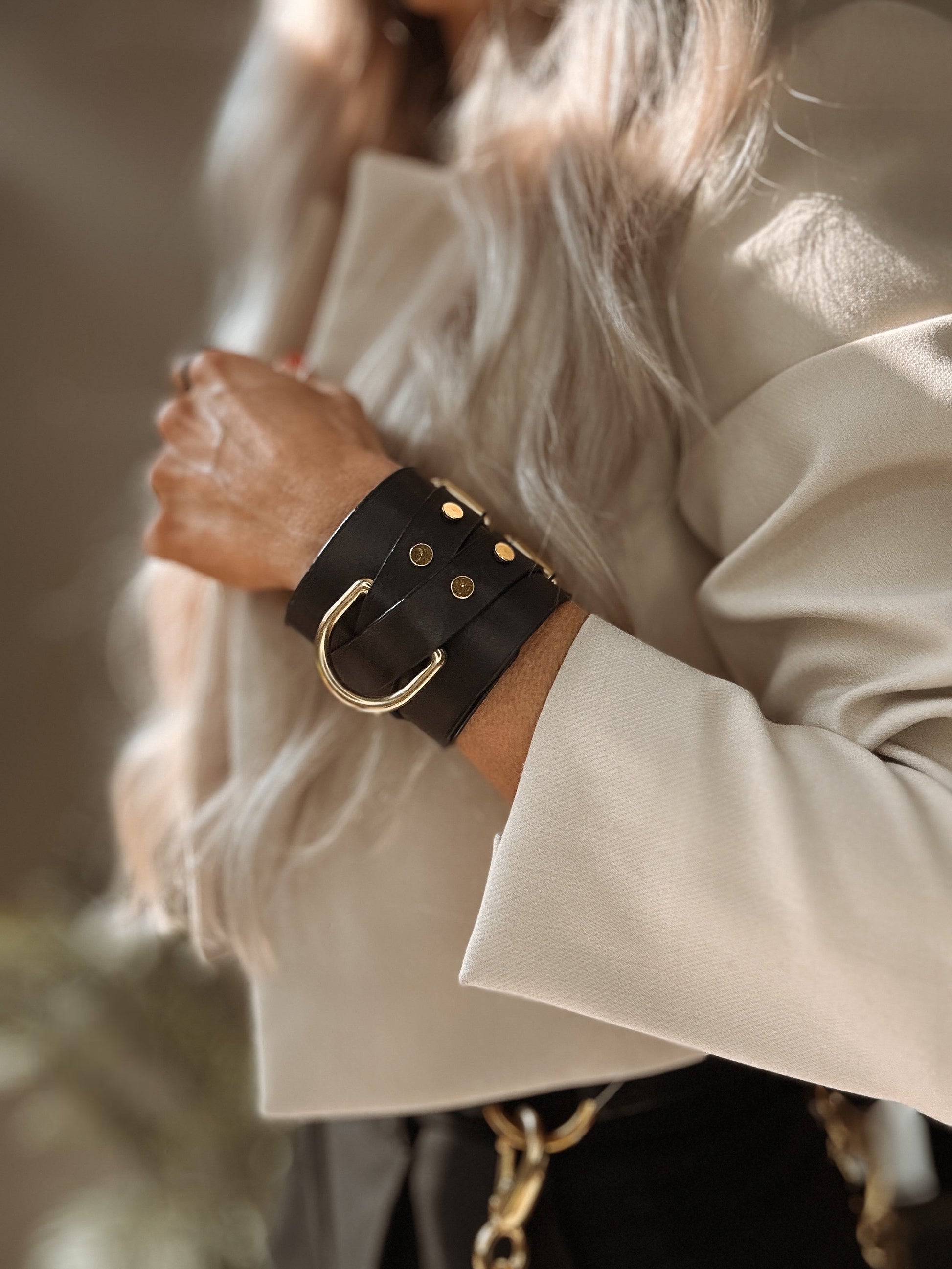 Kanella Leather Adonica Leather Cuff Bracelet - Kanella Leather