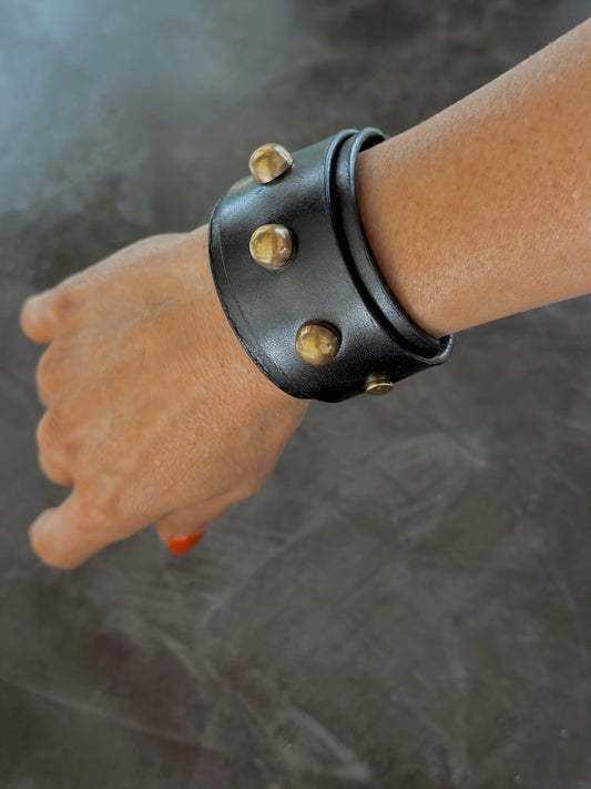 Pelagia Leather Cuff Bracelet - Kanella Leather