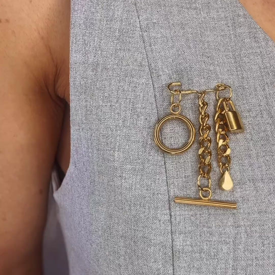 Kanella Leather Medea Brooch Accessory